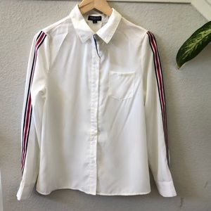 Fashion Nova Striped Side Sleeve Button Down Shirt size M